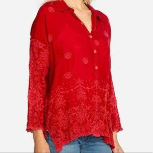 Johnny Was Antik lace collard blouse